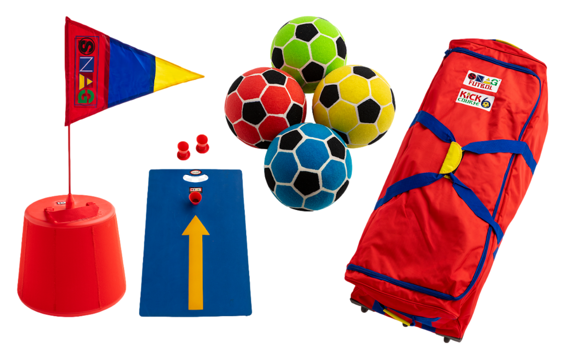 All of the parts of a SNAG Football Kit